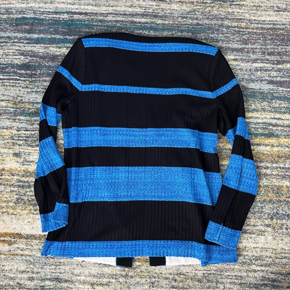 Misook Geometric Pattern Blue Cardigan Sweater Women’s Sz Medium - Picture 2 of 4